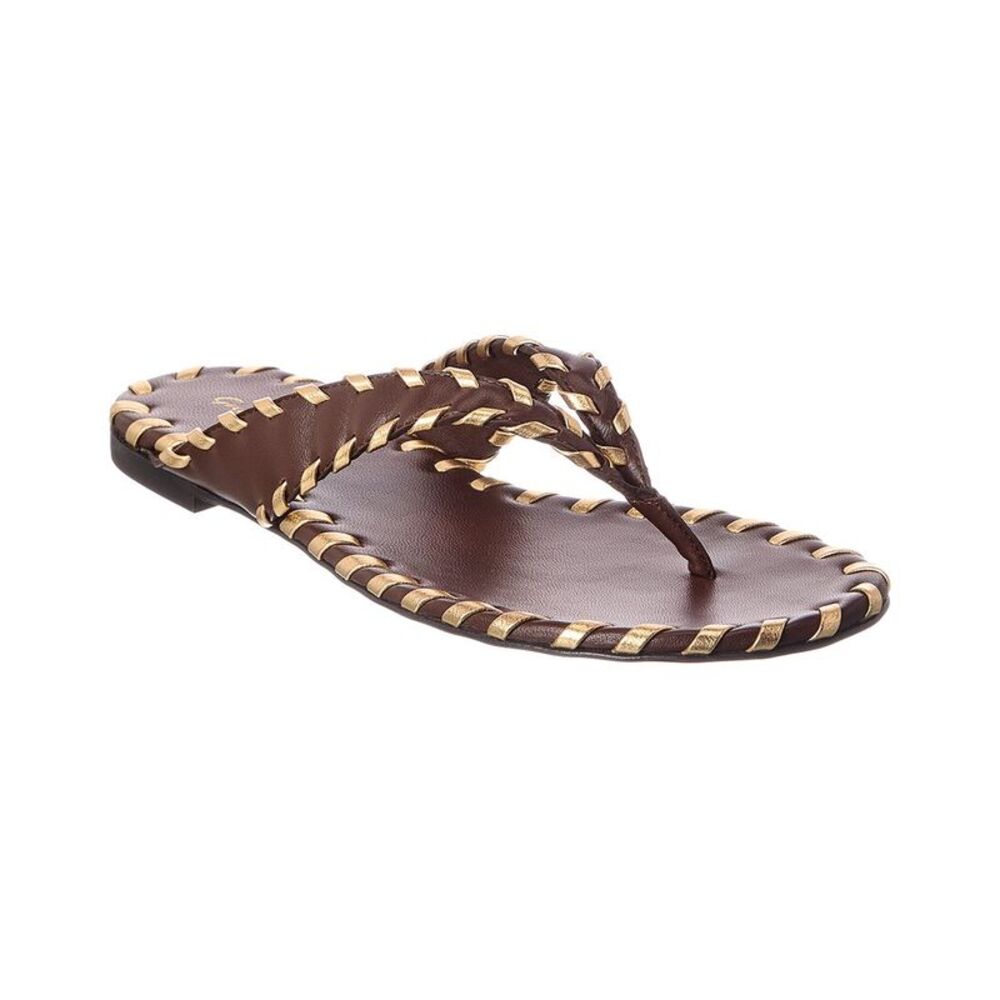 Gianvito Rossi I Zaira Leather Thong Sandal, Brown